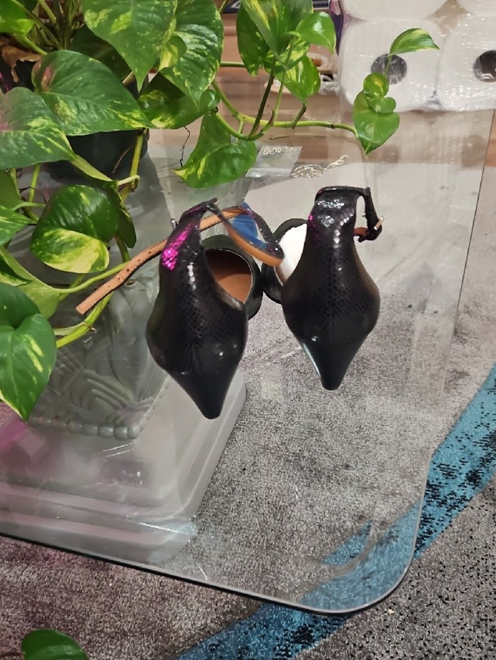 Franco Sarto Black Pointed Ankle-Tie Heels - Picture 2 of 6